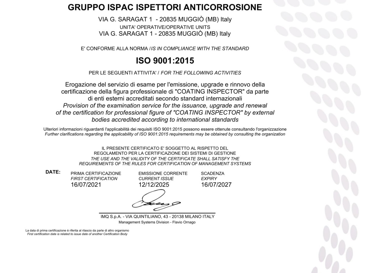 CERTIFICATE IMQ n° 1454.2025 - (CISQ-IQNET-ACCREDIA)